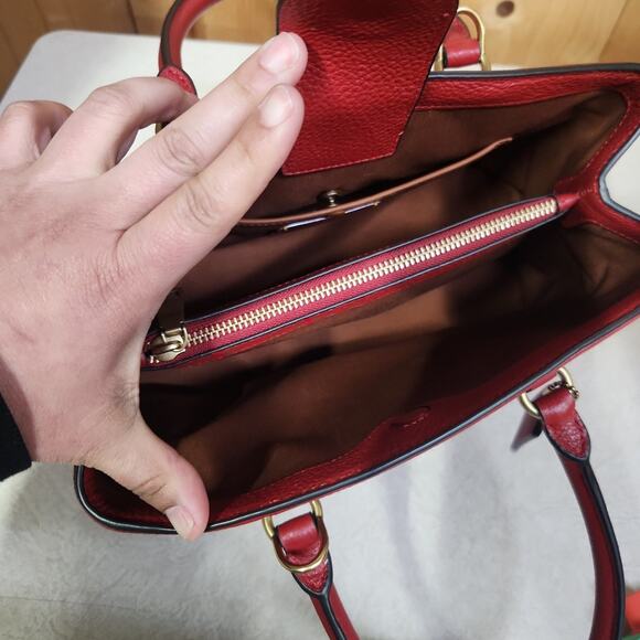 Coach Legacy Medium Pebbled Leather Carryall 28 B4/Ruby CU024 - Picture 6 of 8